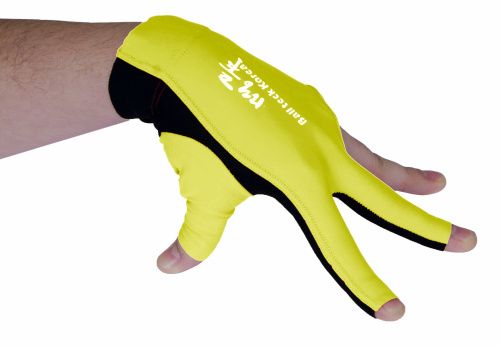 Перчатка бильярдная «Ball Teck 3» (черно-желтая, вставка замша), защита от скольжения