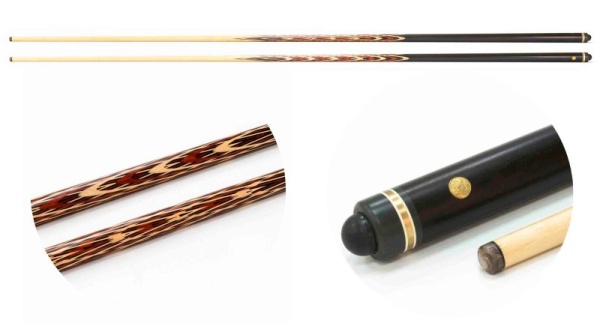 Цельный бильярдный кий для русской пирамиды Weekend "Тюльпан" (тюльпан, падук, мореный граб, граб) 20 запилов