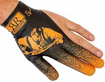 Бильярдная перчатка на левую руку черно-оранжевая, линейка аксессуаров Renzline, коллекция Renzo Longoni Player